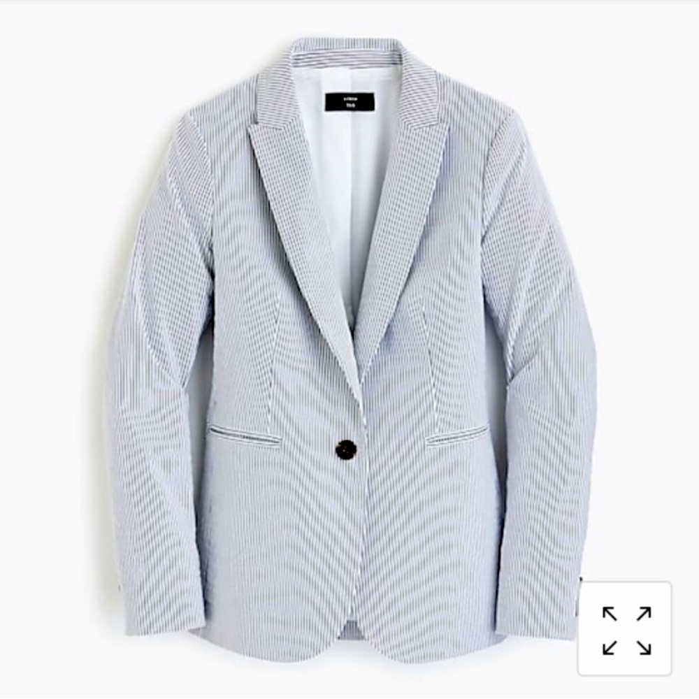 J.Crew Gray & White Striped Seersucker Blazer Jacket sz.0
